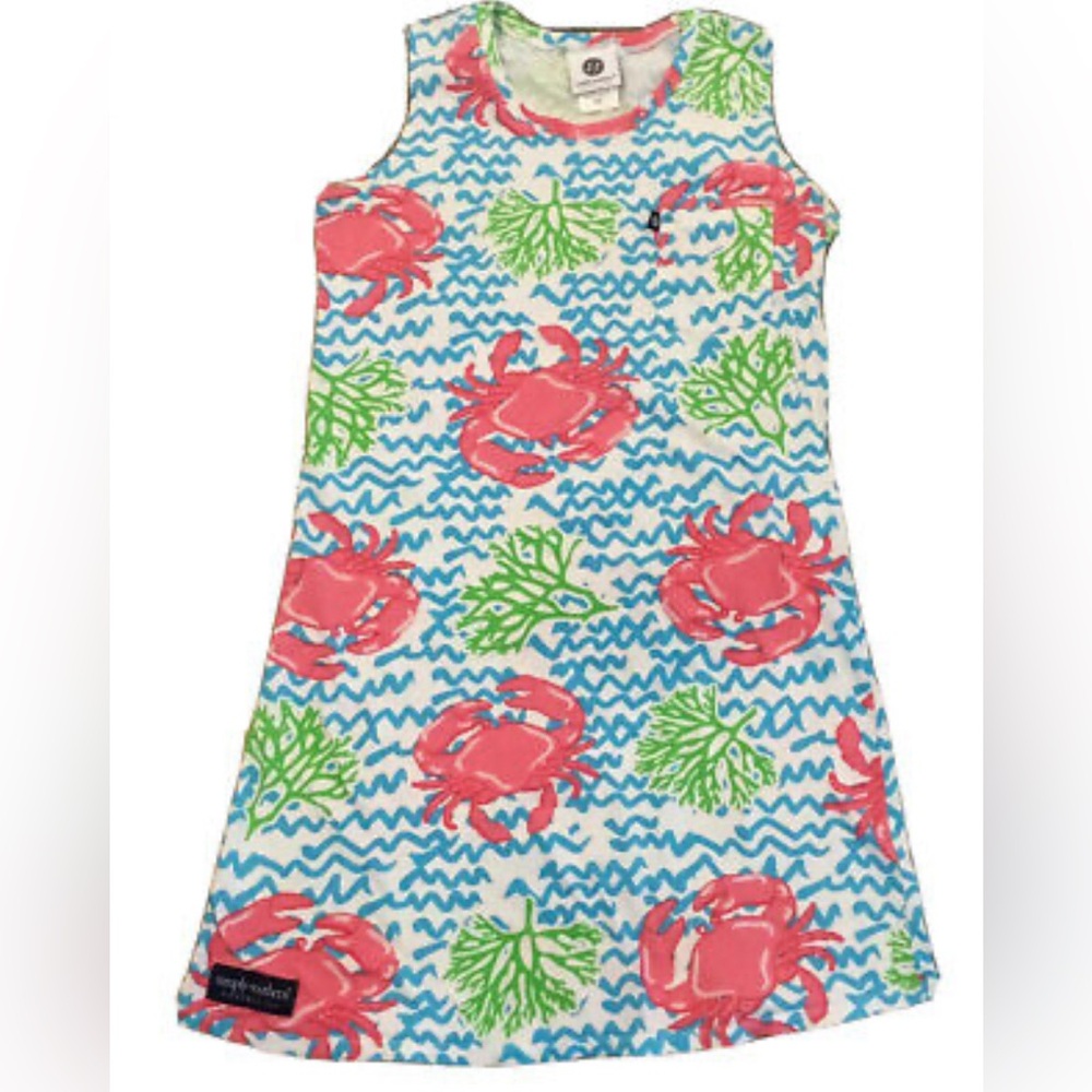 •SIMPLY SOUTHERN•CRAB & CORAL "UNDER THE SEA" TANK TOP T-SHIRT DRESS SIZE M/L